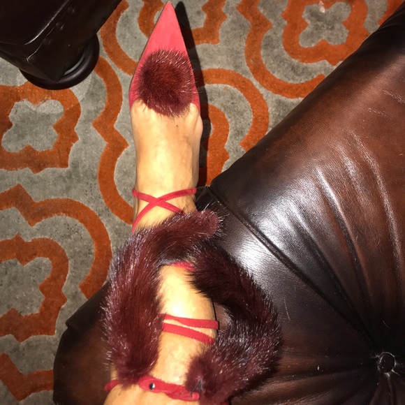 Cesare Paciotti red suede red mink Stiletto pumps - Picture 7 of 8