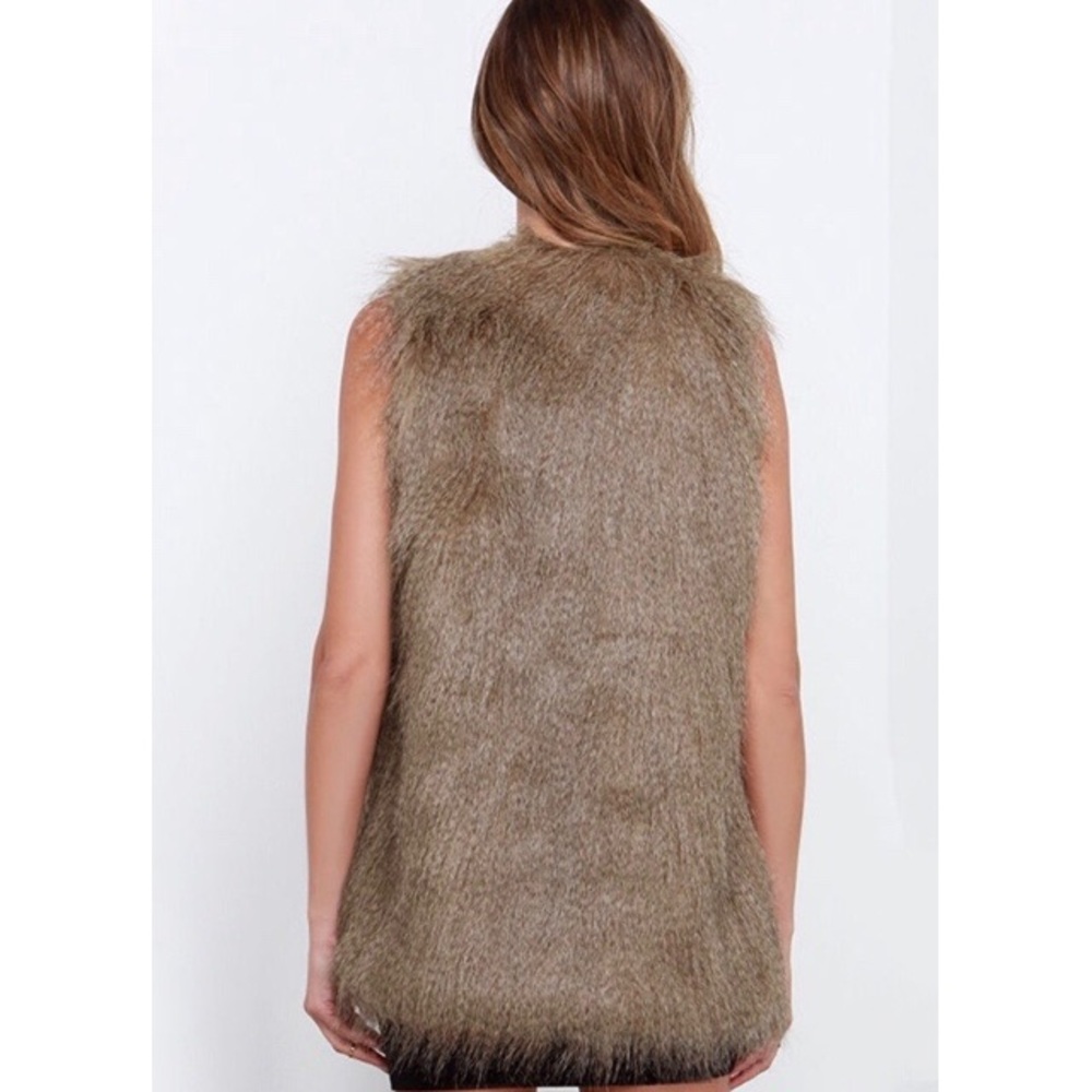 Black Swan | Faux Fur (Brown/Taupe) Vest NWT - Picture 3 of 6