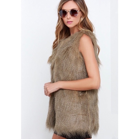 Black Swan | Faux Fur (Brown/Taupe) Vest NWT - Picture 2 of 6
