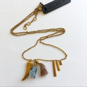 Jcrew horn tussle gold pleated long necklace Jcrew horn tussle gold pleated long necklace