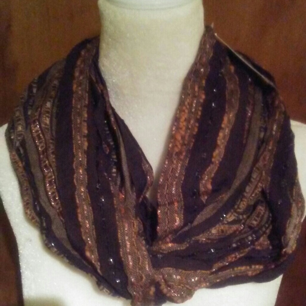 Brown autumn accented infinity scarf