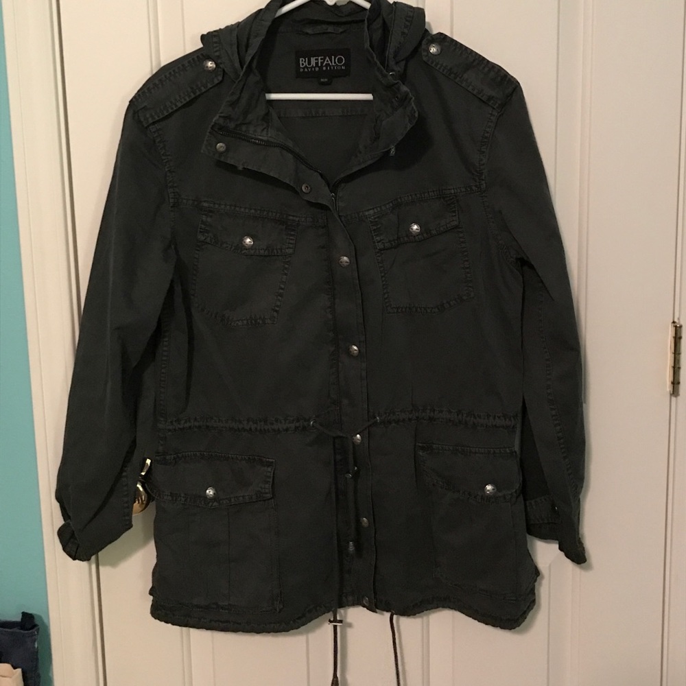 Tunic-length canvas field jacket