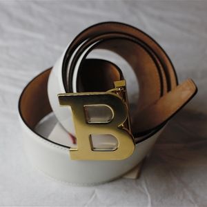 Bally Patent Leather B-Buckle Belt, White 44in