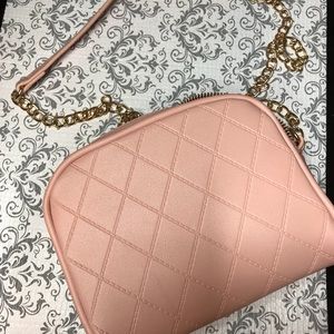 Blush pink and gold shoulder purse