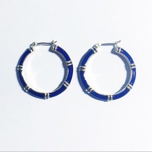 💙NEW Enamel Hoop Earring navy bamboo