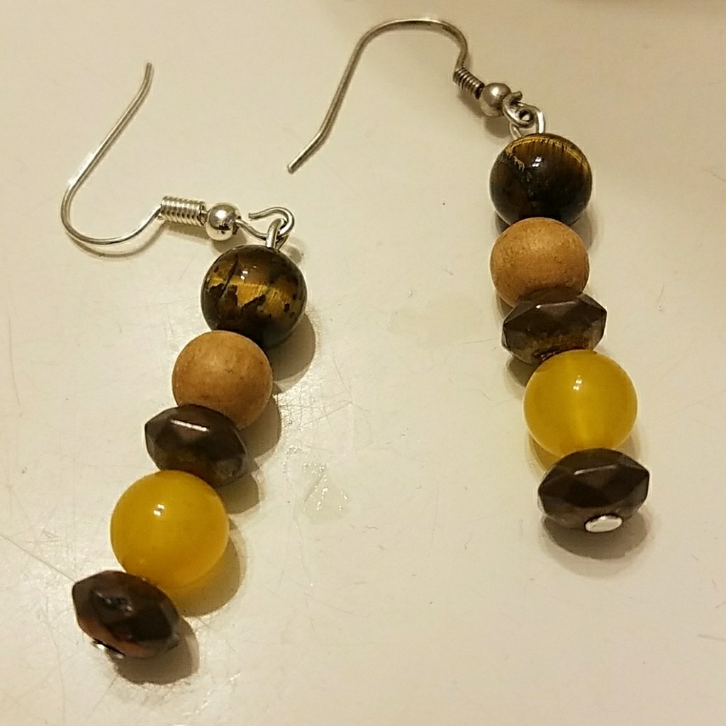 Tigers Eye And Yellow Agate Earrings
