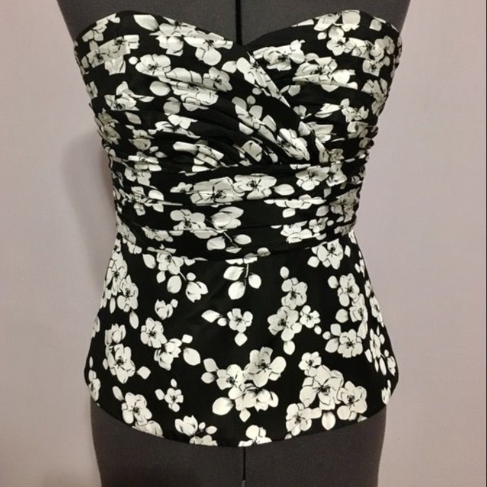 Black and White. 100% Silk Bustier. Size 2