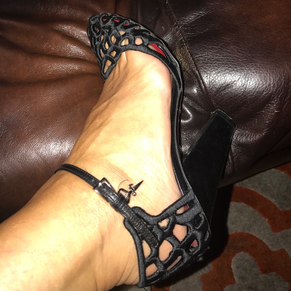 Cesare Paciotti Black silk weaved heels maryjanes - Picture 8 of 8