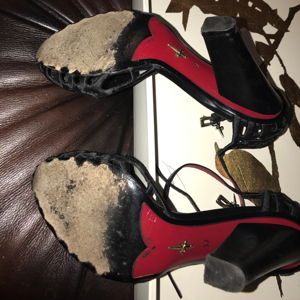 Cesare Paciotti Black silk weaved heels maryjanes - Picture 5 of 8