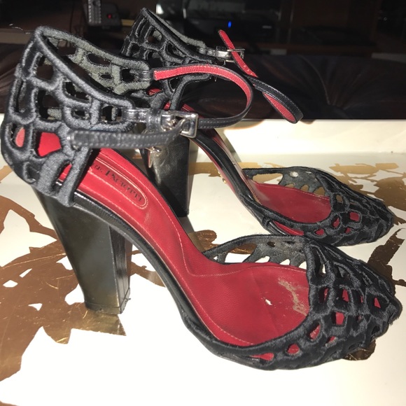 Cesare Paciotti Black silk weaved heels maryjanes - Picture 3 of 8