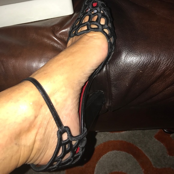 Cesare Paciotti Black silk weaved heels maryjanes - Picture 6 of 8