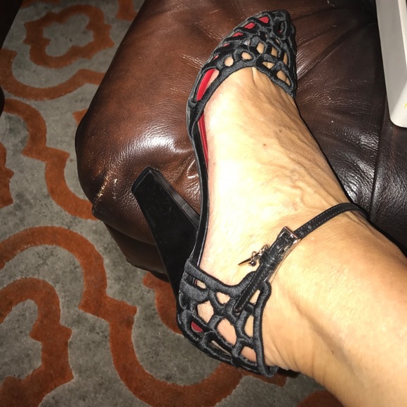 Cesare Paciotti Black silk weaved heels maryjanes - Picture 2 of 8
