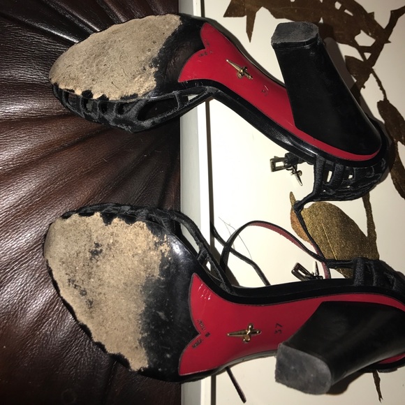 Cesare Paciotti Black silk weaved heels maryjanes - Picture 5 of 8