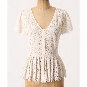Anthropologie Lace Peplum Blouse