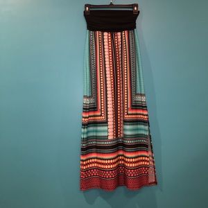 Bright Geometric I.N. Studio Maxi Skirt w/ Slit