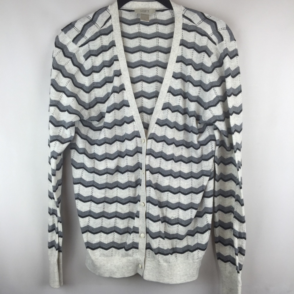 Loft Pre-Owned Condition Chevron Striped Cardigan