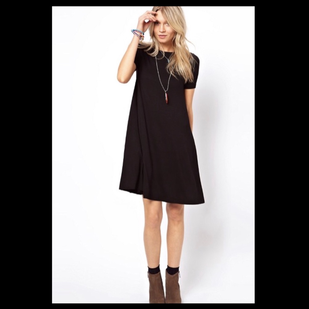 Aiden Y Black Swing Dress with short sleeves, Sz M