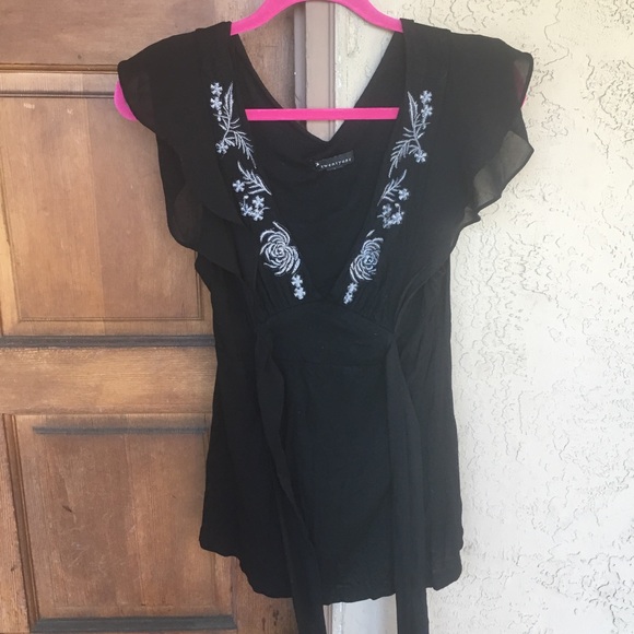 twentyone Tops - Black Peasant Blouse