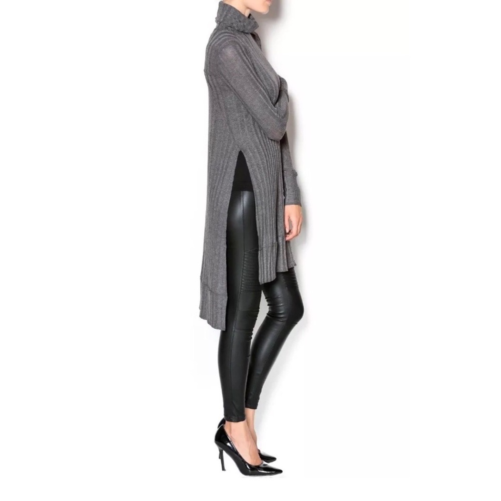 Free People Ribbed Gray Turtleneck Posh Tunic