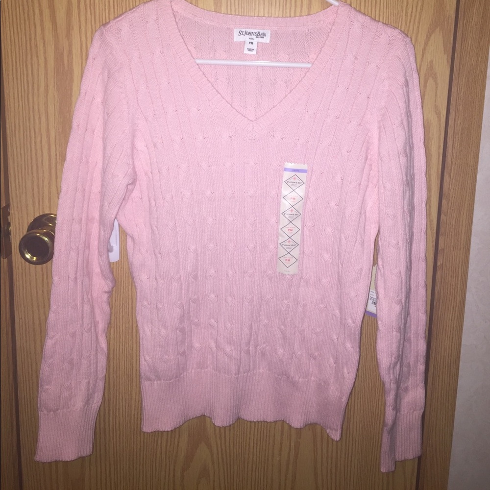 St. John's Bay Pink long sleeve v neck sweater