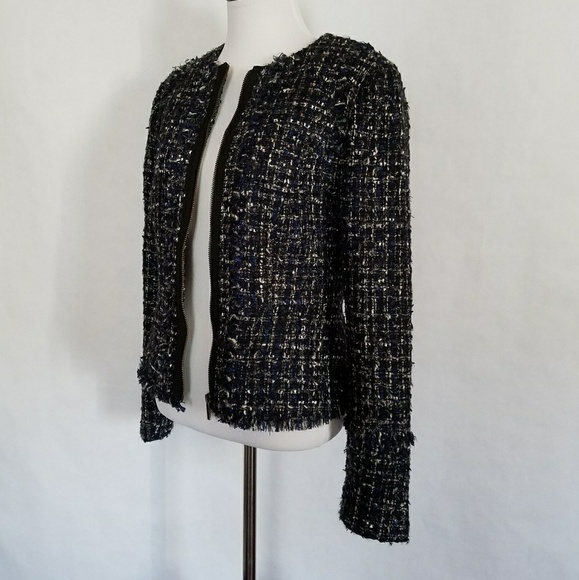 Banana Republic Tweed Zip Blazer With Frayed Trim - Picture 4 of 7