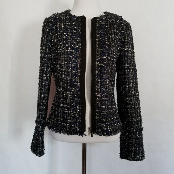 Banana Republic Tweed Zip Blazer With Frayed Trim - Picture 3 of 7