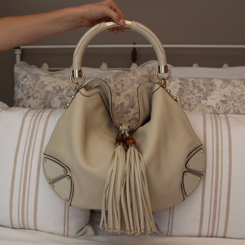 Gucci Cream Tassel Hobo Bag
