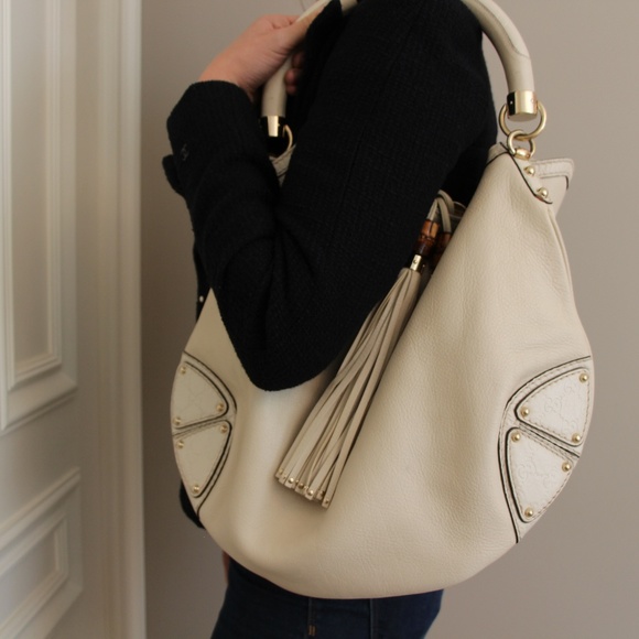 Gucci Cream Tassel Hobo Bag - Picture 2 of 4