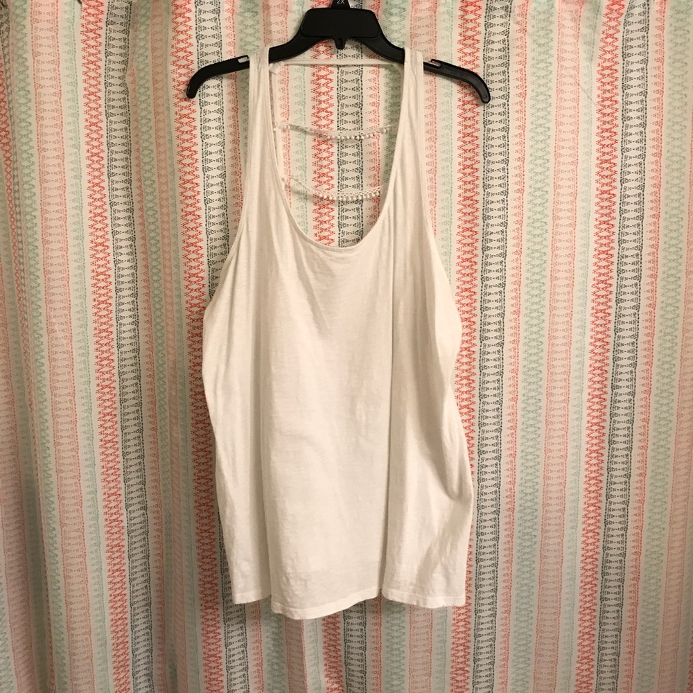 Cacique White Embellished Tank Top - Size 18/20