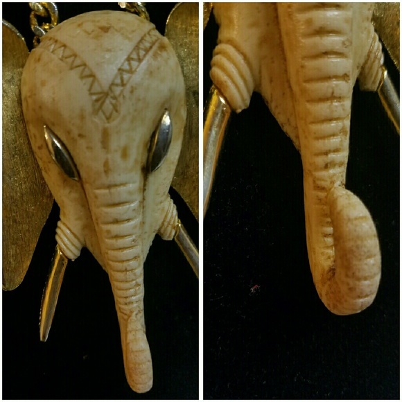 Vintage large elephant statement necklace - Picture 2 of 4