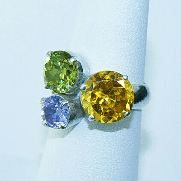 Jewelry - Sterling Silver Ring with 3 Gemstones