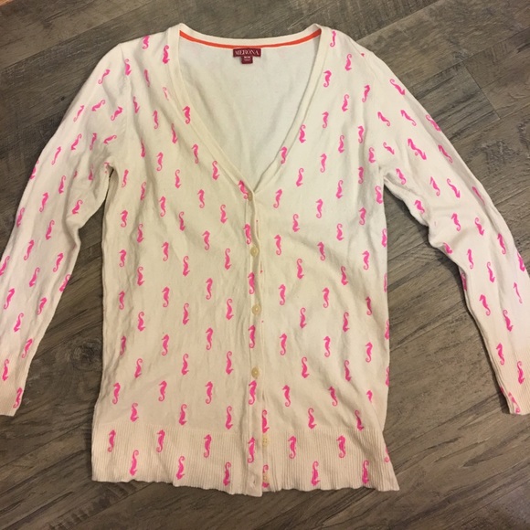 DONATED Preppy Merona Sea Horse Cardigan - Picture 2 of 6