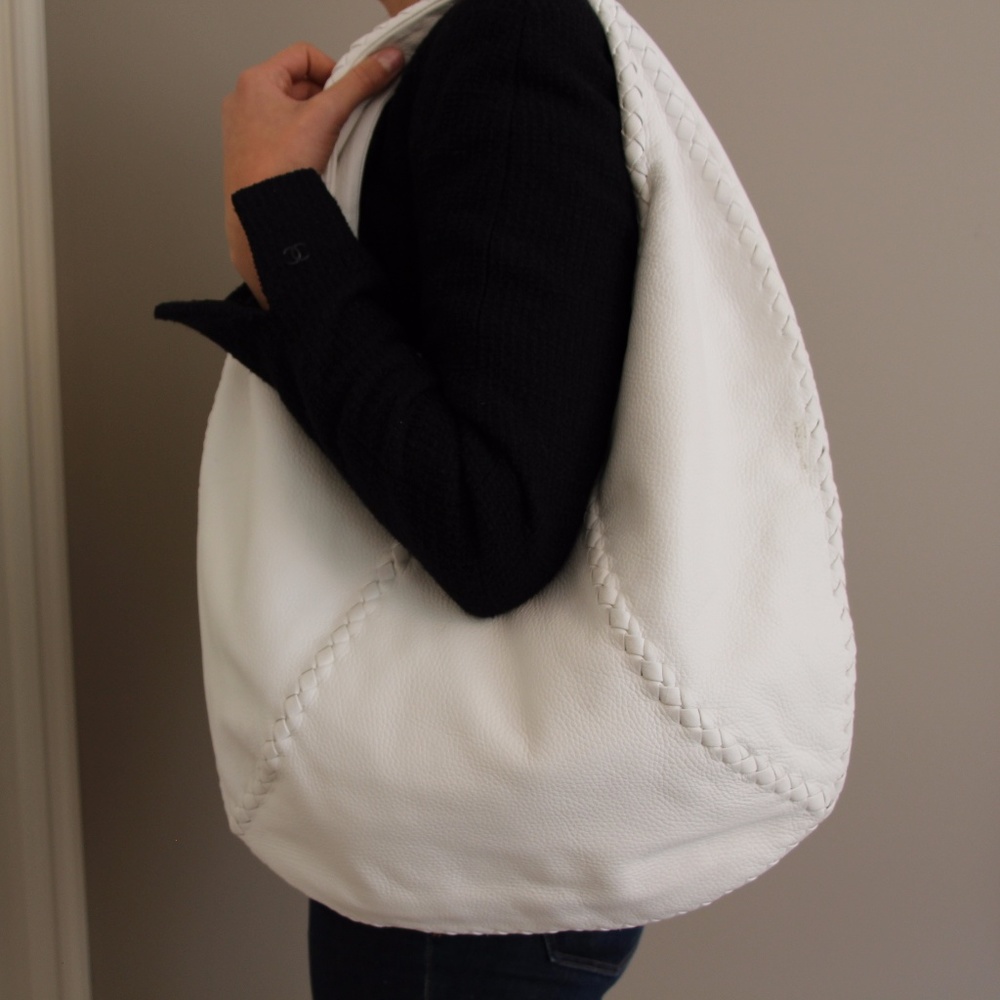 Bottega Venetta White Hobo Bag