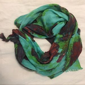 Teal Patterned Scarf- Anthropologie Teal Patterned Scarf- Anthropologie