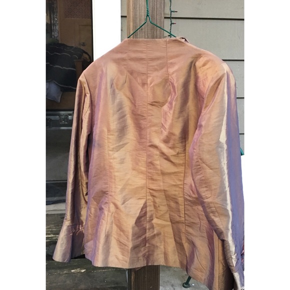 Silk Blazer with Embroidered Flowers Size M - Picture 4 of 5