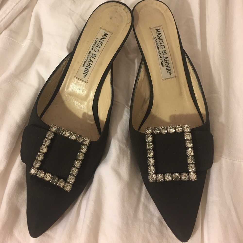Manolo Blahnik rhinestone slides