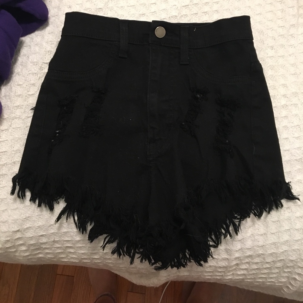 High waisted black shorts