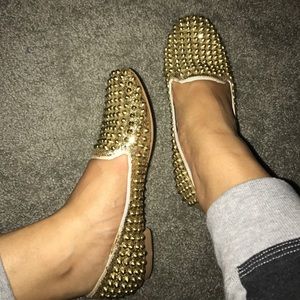 GOLD STUDDED LOAFERS SZ 7 women's