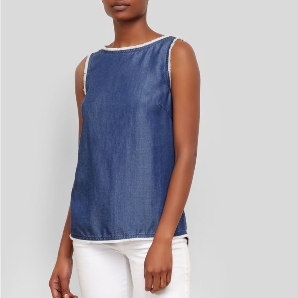 Kenneth Cole New York fringe cross back denim tank - Picture 3 of 8