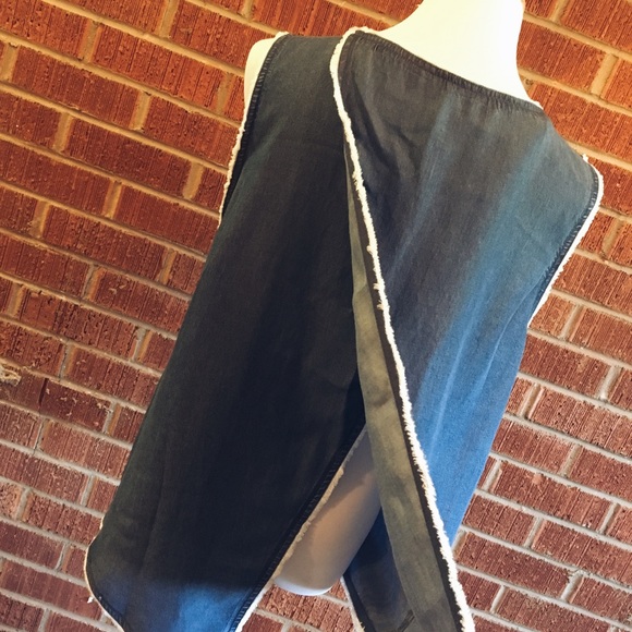 Kenneth Cole New York fringe cross back denim tank - Picture 7 of 8