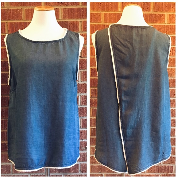 Kenneth Cole New York fringe cross back denim tank - Picture 5 of 8