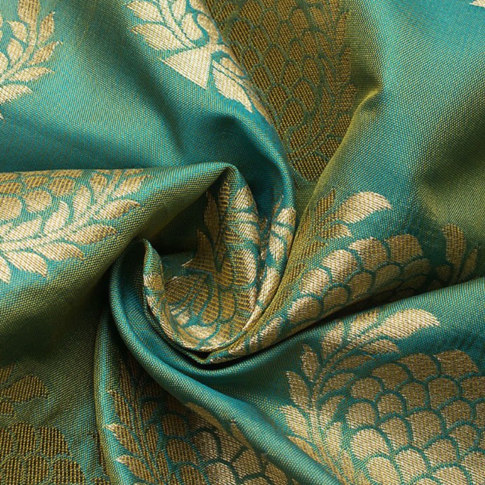 Green taffeta silk fabric from India 3 meters