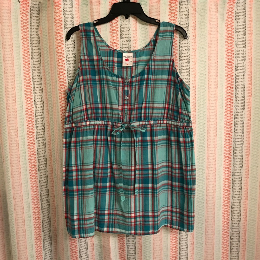 SOLD Two Hearts Maternity Plaid Tank Top - Size XL