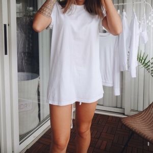 H&M Longline Cuffed White Tee
