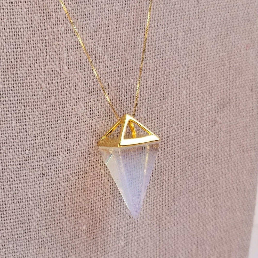 Opalite Crystal Point Pendant Necklace