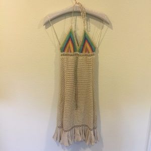 Free People crochet cream and rainbow dress Free People crochet cream and rainbow dress