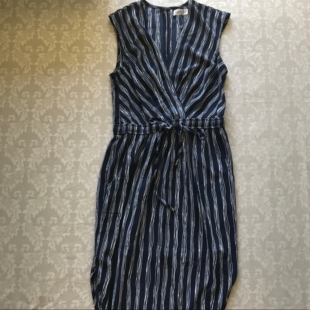 Navy striped midi.