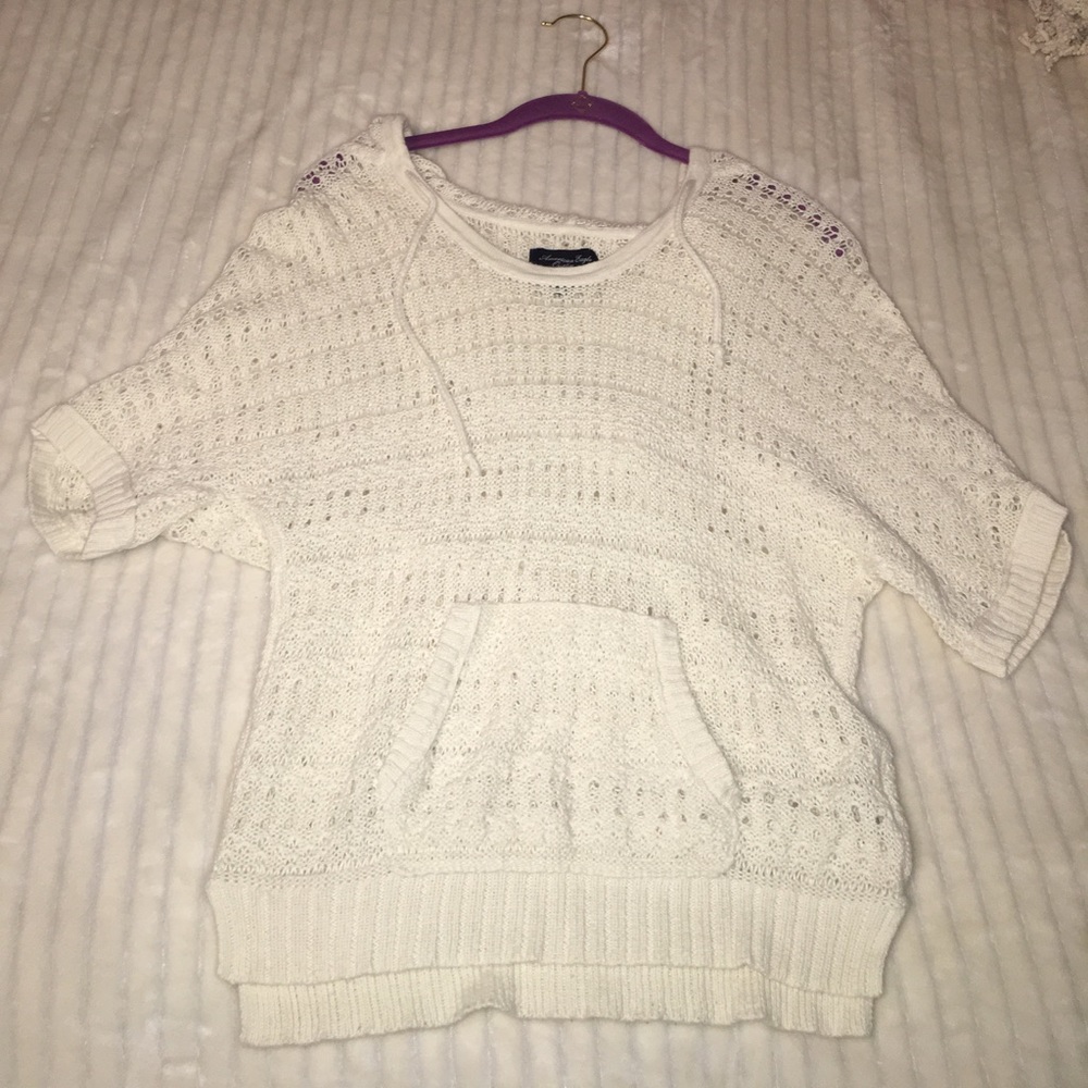 American Eagle Short Sleeve Sweater Hoodie