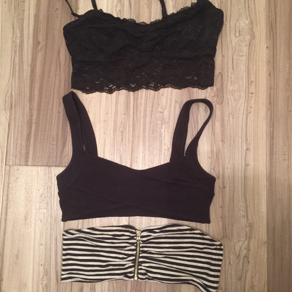 3 bandeau's from Roxy, free people, urbanoutfitter