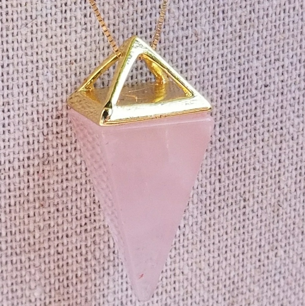 Rose Quartz Crystal Pendant Necklace